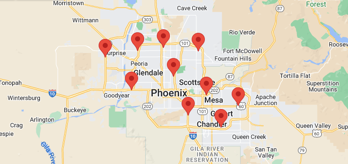 Map Of Phoenix Valley Toyota Dealers Locations